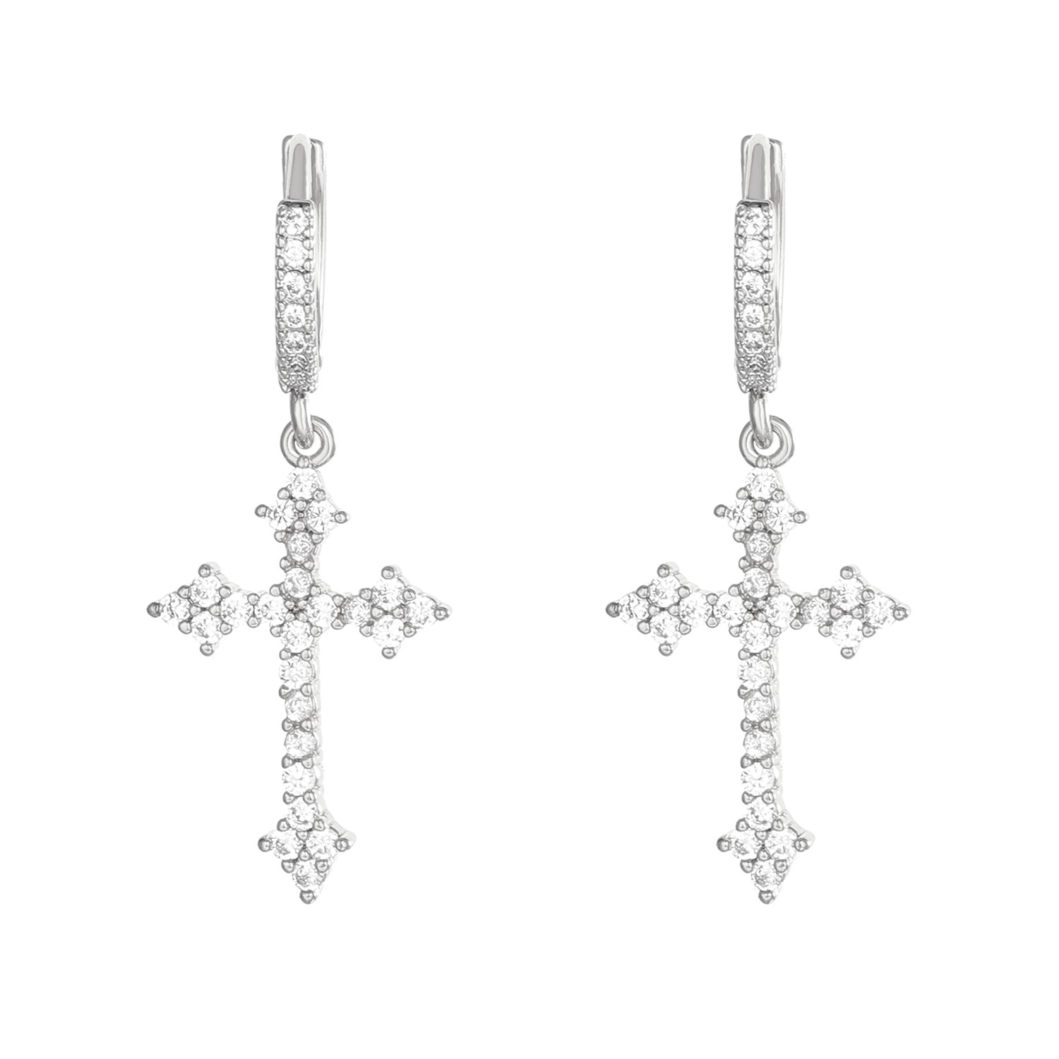 Diamond-Encrusted Cross Earrings for Women